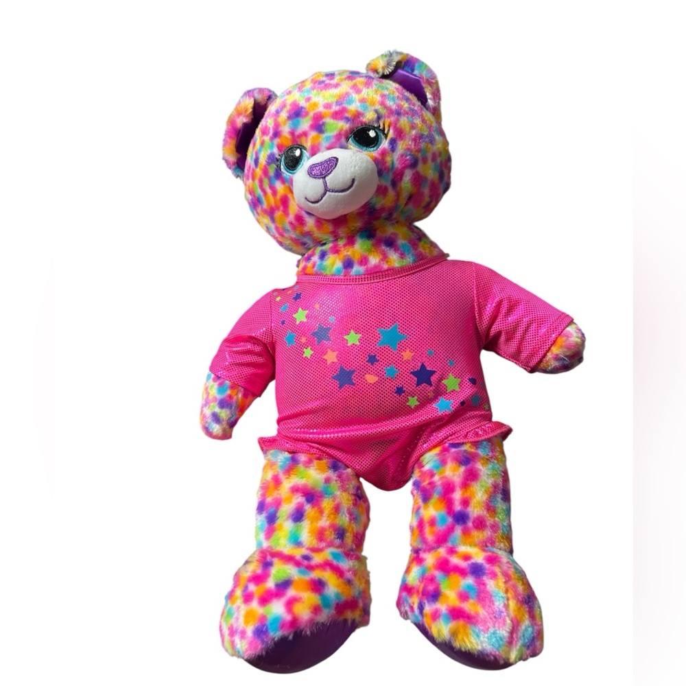 Build a Bear Rainbow Confetti kitty cat Leopard Multicoloured Soft Plush Toy